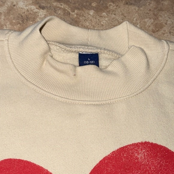 OLD NAVY KIDS/GIRLS LRG 10/12 Cream Sweatshirt with Red Heart Long Sleeve - Picture 5 of 10